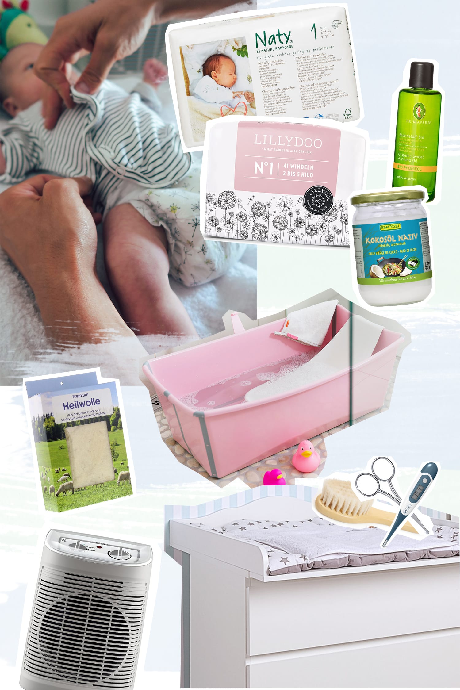 Erstausstattung für die Baby Pflege | Baden | Wickeln | Körperpflege | ivy.li